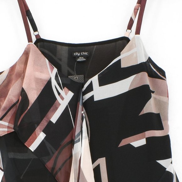 City Chic V-Neck Sahara Printed Asymmetrical Top - Picture 5 of 7